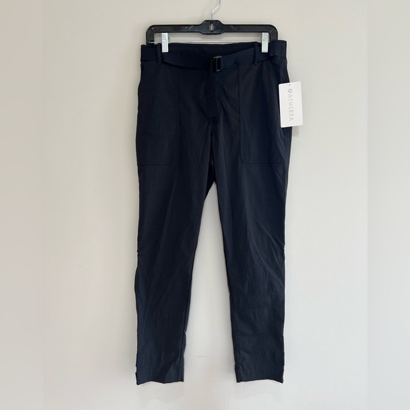 NWT Athleta Trekkie Belted Straight Leg Pant in Black, size 8 - Picture 2 of 13